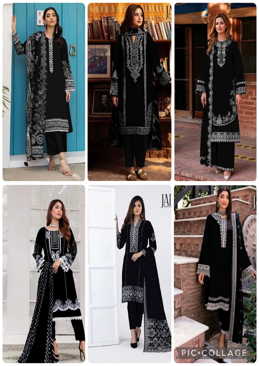 Jade Bin Saeed Black and White Lawn Cotton Wholesale Pakistani Salwar Suit Catalog — Wholesale Salwar Suits, MPA wholesale from Surat — view 7